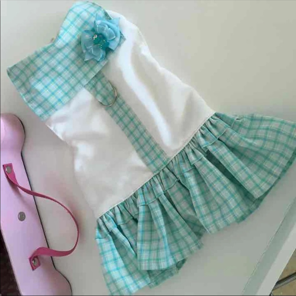 Beautiful Green and White Dog Dress